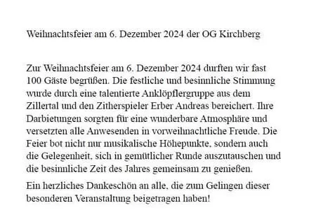 Weihnachtsfeier OG. Kirchberg 06.12.2024