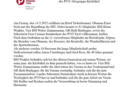 Jahreshauptversammlung - OG Kitzbühel 14.3.25 Bild 1