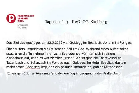 Tagesausflug PVÖ -OG Kirchberg - Goldegg
