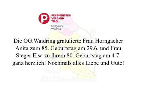 Geburtstag Horngacher Anita u. Steger Elsa PVÖ Waidring