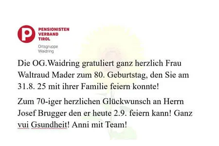 geb. Mader Brugger OG Waidring