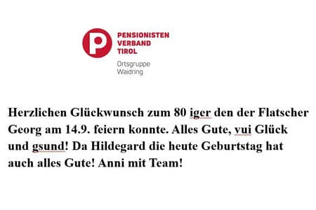 Geburtstag Flatscher OG. Waidring